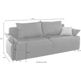 Collection AB Schlafsofa »Funtastic«, mit Federkern, Bettfunktion, inklusive 2 Rücken- und 1 Zierkissen, grau