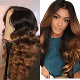 Ombre Body Wave 1B30 Human Hair Perückes Brown Perücke Ombre Brazilian Remy Hair Perücke 100% Unprocessed Virgin Hair With Baby Hair For Women 150% Density Human Hair Perückes 14 Inch