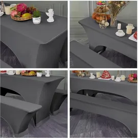 luxuskollektion Elastische Biertischhussen Dunkelgrau 220x50x70cm