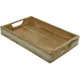MARELIDA Tablett Dekotablett Mangoholz natur Servieren Kerzentablett Dekoration 37,5cm
