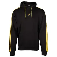 Gorilla Wear Banks Kapuzenpullover - Schwarz/Gelb - zum Sport Freizeit Arbeit Outdoor Alltag Baumwolle Polyester mit Logo Bequem Streifen auf den Armen Workout Bekleidung, M