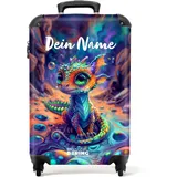 NoBoringSuitcases.com Kinderkoffer, Koffer Personalisiert, Koffer Kinder, Kinder Reisekoffer, Handgepäck Koffer, Trolley Kinder, Rollkoffer Handgepäck 55x40x20 cm (Kleiner Drache - Mehrfarbig)