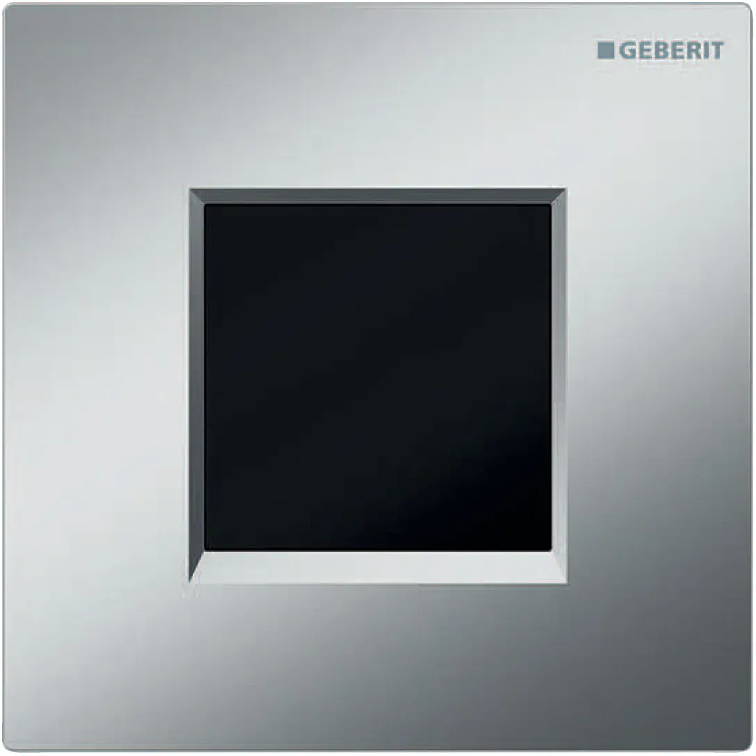 Geberit Urinalsteuerung mit elektronischer Spülauslösung, Batteriebetrieb, Abdeckplatte Typ 30, 116.037.JQ.1, Farbe: chrom matt / easy-to-clean-beschichtet