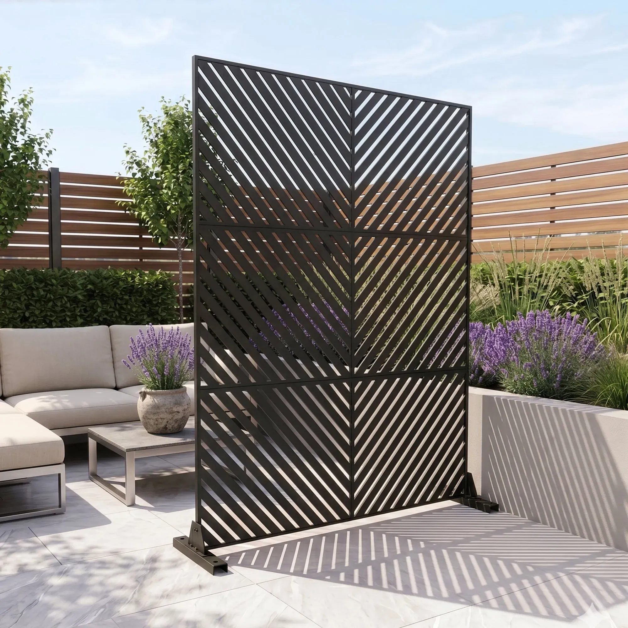 Trennwand Kekan verzinkter Stahl 180x120 cm Schwarz [casa.pro]