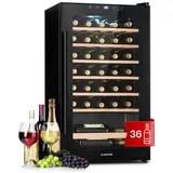 Klarstein Weinkühlschrank Barossa 32 Uno, für 36 Standardflaschen á 0,75l,Wein Flaschenkühlschrank Weintemperierschrank Weinschrank Kühlschrank schwarz