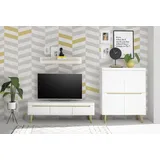 INOSIGN Wohnwand »Torge, Anbauwand, Schrankwand, Mediawand, Wohnzimmer-Set«, (3 St.), enthält 1 Lowboard, 1 Highboard, 1 Wandboard, 287 cm breit, weiß