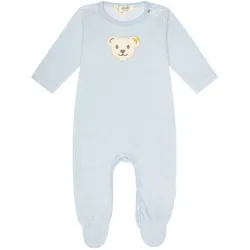 Steiff Baby Strampler - Body, Baumwolle, Bär, Logo, Druckknöpfe, langarm, einfarbig Hellblau 68