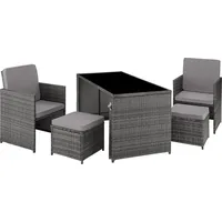 Tectake tectake® Rattan Sitzgruppe Palermo für 2 bis 4 Personen, - Grau