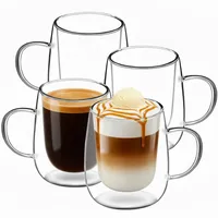 HNNJCK 4er Set Cappuccino Tassen 380ml- Doppelwandige Kaffeegläser, Thermogläser Latte Macchiato Gläser, Cappuccino Gläser, Teegläser, Geeignet für Cafés, Wohnungen, Schulen und Büros