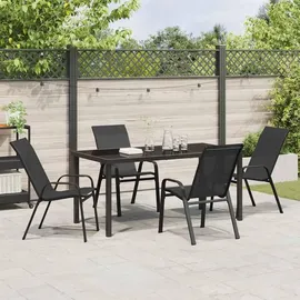 vidaXL Garten Essgruppe 5 pcs Schwarz Textilene und Stahl