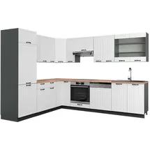 Vicco Winkelküche Fame-Line L-Form 227 x 287 cm Weiß Landhaus/Anthrazit