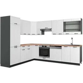 Vicco Winkelküche Fame-Line L-Form 227 x 287 cm Weiß Landhaus/Anthrazit
