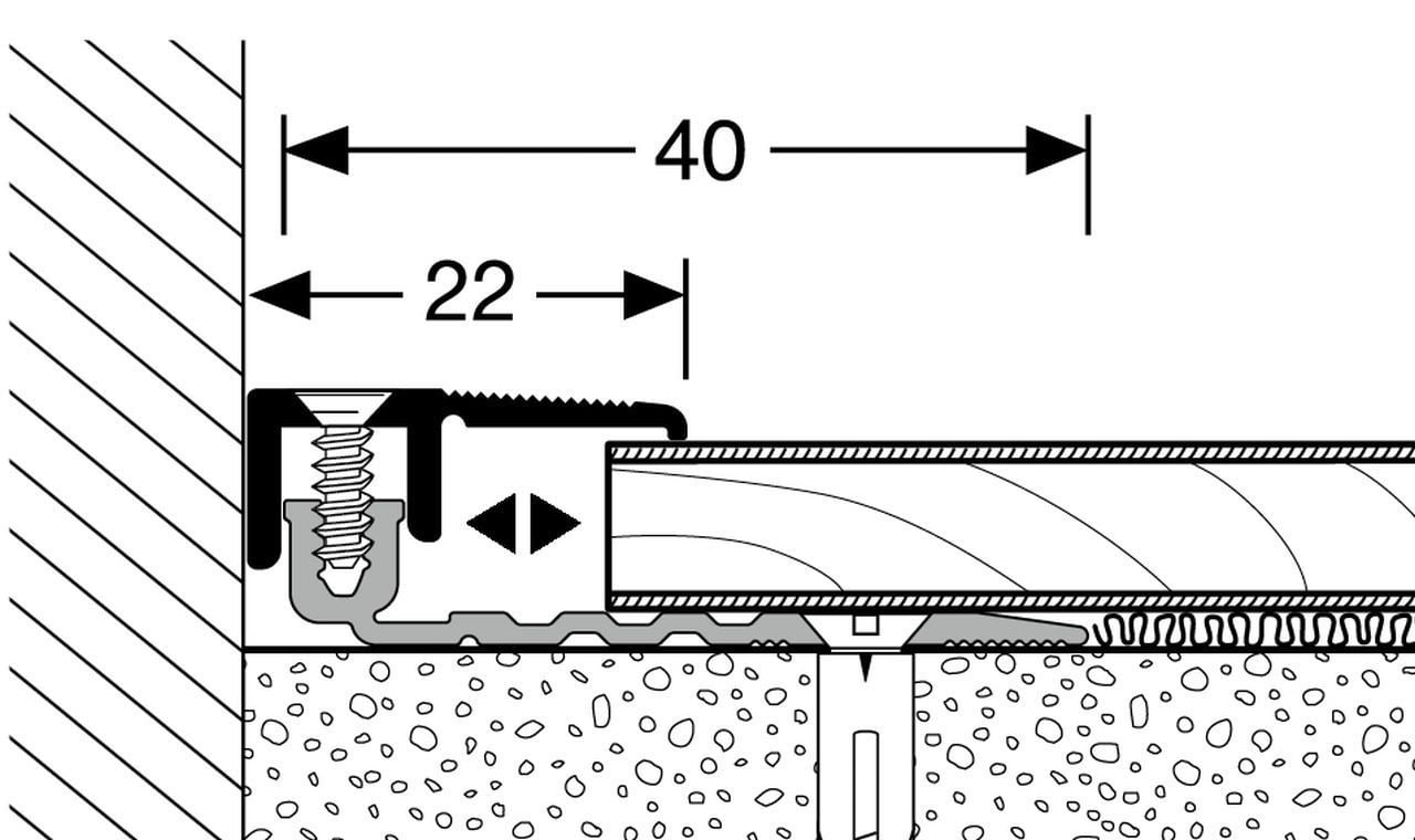 KWG Abschlussprofil 387 PPS-AS 4.0  silber   (Bodenstärke 5,0-11,5mm)