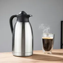 Haushalt International Edelstahl 2-Liter-Isolierkanne mit praktischem Schraubverschluss