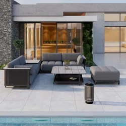 Loungegarnitur Mara Dunkelgrau Metall/Outdoorstoff +Abdeckung