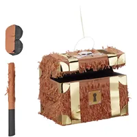 Relaxdays Pinata Schatztruhe 27x30x23 cm Braun
