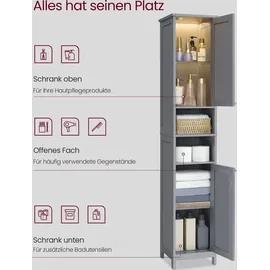 VASAGLE Badezimmerschrank mit Beleuchtung, taubengrau