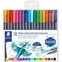 STAEDTLER 3001 - Pinselstift mit Doppelspitze - Wasserfarben, sortiert - 1-6 mm