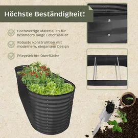 Lemodo Hochbeet Metall oval 240 x 80 x 78 cm Anthrazit