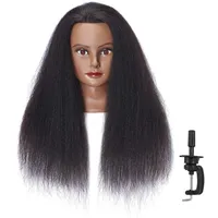 Hairlink 100% Echthaar Afro Mannequin Kopf Friseur Friseur Friseur Friseur Friseur Übungskopf Puppe für Kosmetologie Manikin Übungskopf mit Ständer