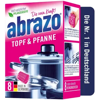 abrazo Topf & Pfanne Reinigungskissen für Töpfe, Grill & Backofen, Spülschwamm mit veganer Pflanzenseife, Küchenschwamm, Reinigungsschwamm