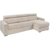 Vente-unique - Ecksofa mit Matratze - Ecke wechselbar - Cord - Beige - Liegefläche 140 cm - Matratze 22 cm - Memory Schaum - Vizir