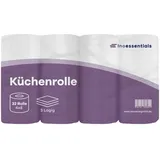Inoverse 3-lagig Küchenrollen, 4 Rollen (1er Pack) – 50 Blätter pro Rolle, Küchenpapier aus 100% Zellstoff, Extra Saugfähig & Reißfest, Haushaltsrollen