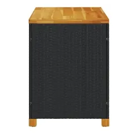 vidaXL Gartentruhe Schwarz 110x55x63 cm Poly Rattan Akazienholz
