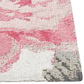 Beliani Teppich EJAZ Rosa 140 x 200 cm Baumwolle
