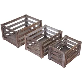 Mendler Holzkiste 3er Set braun