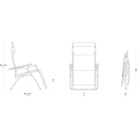 Lafuma Futura BeComfort Relaxsessel 70 x 83 x 117 cm silber klappbar