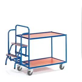 ROLLCART Kommissionierwagen 1135mm hoch mit 2 Trittstufen und 2 Etagen