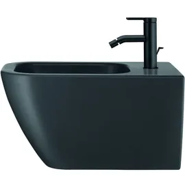 Duravit Happy D.2 Wand-Bidet 22581513001, 35,5 x 54 cm, mit Überlauf, mit Hahnlochbank, Anthrazit matt Wondergliss
