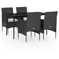 VidaXL 5-tlg. Garten-Essgruppe mit Kissen Schwarz