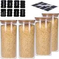 George's 4er Set Vorratsglas mit Bambusdeckel und 8 Kreidetafel-