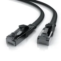 Primewire CAT 8.1 Netzwerkkabel Flach 40 Gbits, Baumwollmantel, LAN Kabel Patchkabel, Gigabit RJ45 Ethernet Cable, Flachbandkabel, Verlegekabel - 1m