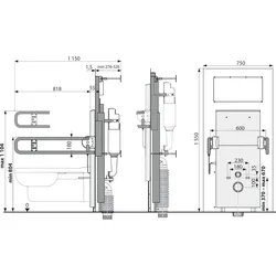 Alcadrain s.r.o. AM101/1500L Vorwandinstallationssystem für Trockenbau, Höhenverstellbar – für Personen mit eingeschränkter Mobilität