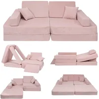 MeowBaby Kindersofa,, Hellrosa, Textil, 160x24x80 cm, Kinder- & Jugendzimmer, Kindermöbel, Kindersitzmöbel & -tische, Kindersessel & -sofas