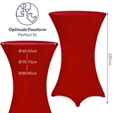 DEUBA Detex® Stehtisch Husse Rot 70-75cm Verstärkter Fußbereich 30°C Waschbar Stehtischhussen Stretch Überzug Bezug Ø70 cm / bordeaux