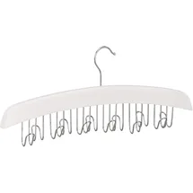 Relaxdays Gürtelhalter Kleiderschrank, Haken für 12 Gürtel, 360° drehbarer Haken, Lotusholz, 17,5x43x5,5 cm, weiß/Silber
