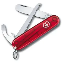 Victorinox Mein erstes Victorinox Kids Taschenmesser - 9 Funktionen - Transparentes Rot - inklusive Halsband