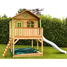 Axi Marc Spielhaus Braun - Grün mit Weißer Rutsche 212 x 432 x 293 cm