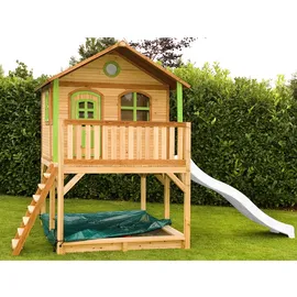 Axi Marc Spielhaus Braun - Grün mit Weißer Rutsche 212 x 432 x 293 cm