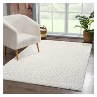 Carpet City Teppich Wohnzimmer Hochflor Creme - 160x230 cm