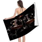 igyhuij Schlagzeug Strandtuch Kinder 70x150 cm, Weich Schnell Trocknen Microfaser Handtücher, 3D Strandhandtuch Schlagzeug Badetuch Strandlaken Handtuch, Herren Frauen Badetücher