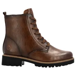 Schnürboots REMONTE, Damen, Gr. 38, braun (mahagoni), Leder, Lederimitat, unifarben, klassisch, Schuhe, Blockabsatz, Schnürstiefelette im Used Look