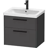 Duravit D-Code Waschtischunterschrank DC46710BD490000 ,Griff Diamantschwarz, Graphit Matt, Wandhängend, Schubkästen 2, 634x555x460 mm