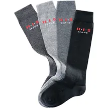 H.I.S. Kniestrümpfe H.I.S, Mädchen, Gr. 27-30, grau (schwarz, anthrazit, hellgrau, grau), Baumwolle, Elasthan (LYCRA), Polyamid, unifarben, elastisch, Socken Kniestrümpfe, mit verstärkten Belastungszonen