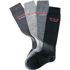 H.I.S. Kniestrümpfe H.I.S, Mädchen, Gr. 27-30, grau (schwarz, anthrazit, hellgrau, grau), Baumwolle, Elasthan (LYCRA), Polyamid, unifarben, elastisch, Socken Kniestrümpfe, mit verstärkten Belastungszonen