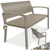 KESSER KESSER® Gartenbank Polyrattan 2-Sitzer Wetterfest Rattan-Sitzbank UV-Beständig & bis 320kg belastbar Balkon-Bank 125x62x90cm Garten-Möbel mit ergonomischen Armlehnen Für 2 Personen